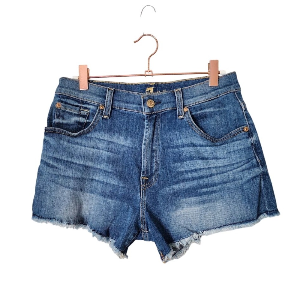 7 FOR ALL‎ MANKIND Mid Rise Cutoff Denim Shorts Y2K Festival Size 27